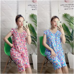 Bộ lanh mặc nhà  đồ bộ tole nữ  quần lửng tay cánh tiên họa tiết hoa nhí [CÓ SIZE] giao hoa ngẫu nhiên - TL50