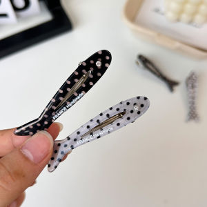 2 Pcs Set Korean Polka Dot Fish Duckbill Clip for Women Side Bangs Flyaway Sweet Ins Style Elegant Hair Accessory