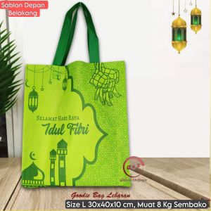 Goodie Bag Lebaran Idul Fitri Tas Kain Spunbond Ukuran 25x35x10  30x40x10 38x45x12 Sedang dan Jumbo Untuk Kantong Bingkisan Souvenir Box Toples Kue Sembako Hampers THR  Motif Sablon  paperbag kain  Totebag Paket Sembako  Parsel sirup Biskuit Hantaran