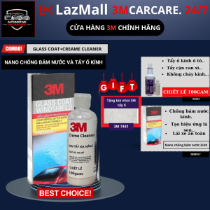 Combo Tẩy Ố Kính 𝐂𝐑𝐄𝐌𝐄 𝐂𝐋𝐄𝐀𝐍𝐒𝐄𝐑 Chiết lẻ 𝟏𝟎𝟎𝐠𝐚𝐦  và Chống Bám Nước Kính 𝟎𝟖𝟖𝟖𝟗𝐋𝐓 𝐆𝐥𝐚𝐬𝐬 𝐂𝐨𝐚𝐭 𝐖𝐢𝐧𝐝𝐬𝐡𝐢𝐞𝐥𝐝 𝟑𝐌  Ô TÔ  3M.