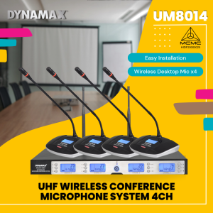 DYNAMAX UM8014  4-CH Meeting UHF Wireless Conference Microphone System Wireless Desktop Mic (MCMC Approval)