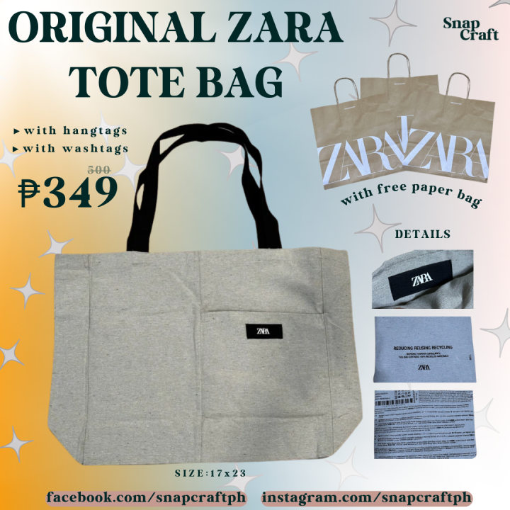 Zara Tote Bag Plain Design Tote Bag Korean Style Tote Casual Cloth