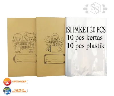 PAKET SAMPUL BUKU DAN PLASTIK 20PCS PAKET KERTAS SAMPUL BUKU DAN PLASTIK BUKU