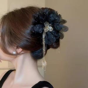 Butterfly Flower Tassel Hair Clip Shark Clip Hairclip For half-up Bun  Pponytail Hair Accessories