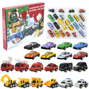 Đồ chơi 24 xe giáng sinh hợp kim noel:12 Xe thể thao 4 Xe cảnh sát 4 Xe Cứu hỏa 4 Xe công trình Xe bằng kim loại