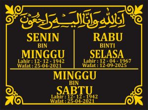 1 BATU NISAN UNTUK 3 NAMA SEKALIGUS  -  DARI BAHAN GRANIT SUPER PREMIUM