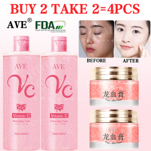 BUY 2 TAKE 2 AVE Pink VC Toner + Dragon Blood Cream Defense Against Aging Moisturizing Brightening Care Face Retinol Placenta Extract Cream Easy Cream Women Cream Lady Skin Tone Cream Dragon Blood Ointment Anti-aging Melasma Remover 50g