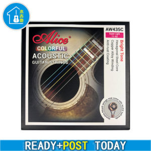 Alice AW435 Guitar Strings Complete 6 Black String Set for Beginner Acoustic Guitar Replacement
