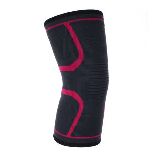 Black knee pads with textured design for non-slip fit.Elastic Sports Knee Pads (Pair) - Non-Slip Flexible Free Size Cotton Nylon Blend