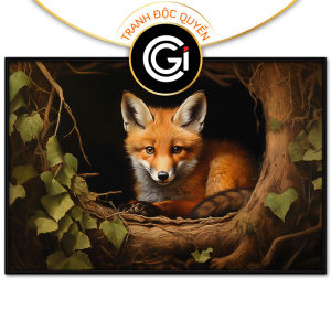 Tranh treo tường tranh dán tường con cáo nằm trong hang. CGI-156