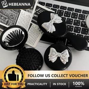 hebeanna Mini Hair Comb With Mirror Foldable Comb Travel Portable Massage Women Girl Hair Brush Black Boeknot Comb Styling Tools Gift