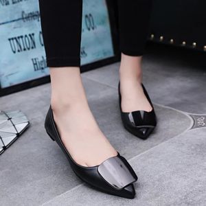 Free Shipping Spring And Autumn Korean-Style Flat Shoes WomenS Pointed-Toe Shallow-Cut Flat-Heeled Shoes Fashionable Square Buckle Design
