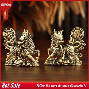 【COD】🔥🔥🔥 2pcs set Brass Fu Character Kirin Small Ornament Home Office Copperware Tea Pet Decoration