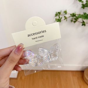 1 Set 2 Pcs Jepit Rambut Wanita Motif Kupu-Kupu Warna Warni Bahan Metal