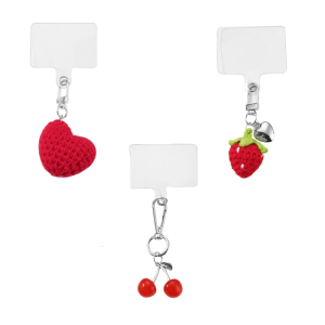 Đáng yêu Crochet dâu Keychain quyến rũ di động cho nội thất xe hơi và trang trí túi trong mạnh mẽ bông vật liệu linen