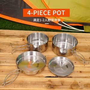 Bộ Nồi Du Lịch Dã Ngoại 4 Món Nồi Cắm Trại Ngoài Trời Gấp Gọn-NDL04