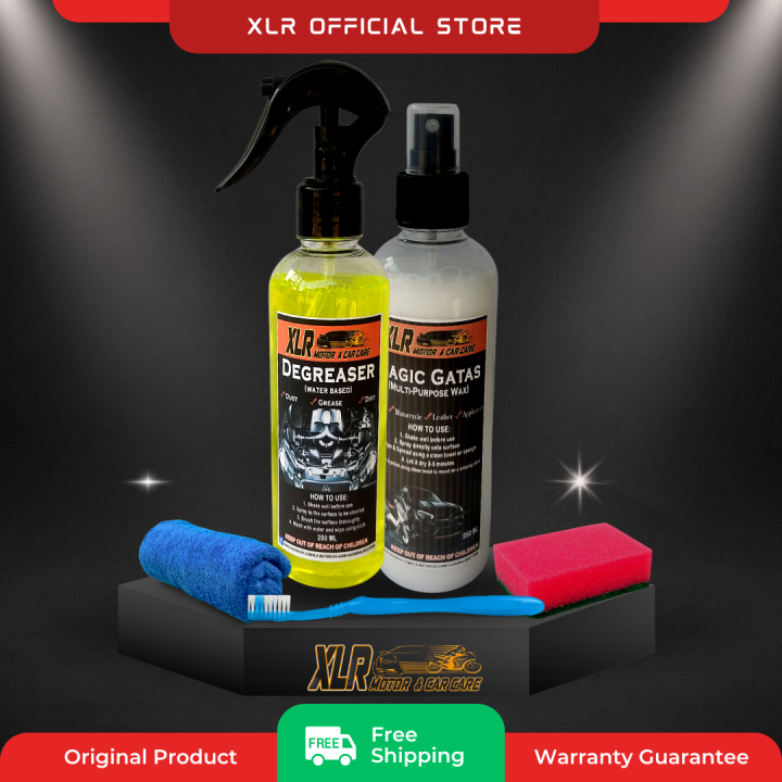 XLR magic gatas and degreaser cleaning set for motorcycle bike and car Engine Cleaner armor all wax pampakintab glossy and matte FREE Towel Sponge and Brush