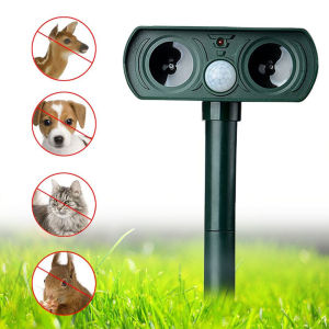 【Ready Stock】Ultrasonic Waterproof Animal Repellent 25-61KHz IP44 Waterproof Outdoor Cat Dog Repellent Deterrent
