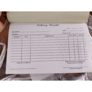 DELIVERY RECEIPT RESIBO HALF SIZE 30 OR 60 SHEET SINGLE DUPLICATE OR TRIPLICATE CARBON PAPER