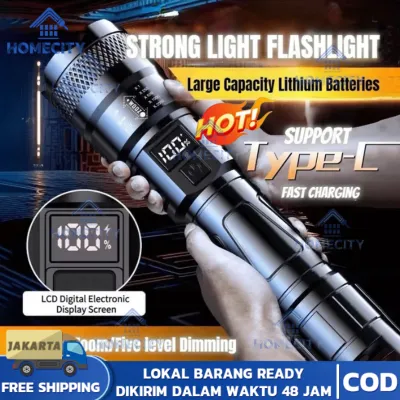 【COD】Senter Super Terang / Senter Led Jarak Jauh / senter zoom 90000 lumens / Senter ST35 Sorot 90000 Lumens High Power Zoom Sorot Super Terang / senter super terang 90000 Lumens tahan air zoom Rechargeable senter cas Swat Police Terbaik