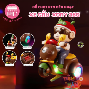 Xe Đồ Chơi Em Bé Lái Xe Gấu Xoay 360 Phát Sáng Phát Nhạc Vui Vẻ