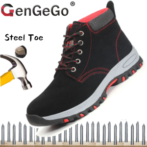 Brand GenGeGo（ 3 Days Delivered COD）New High-top Safety Shoes Anti-smashing Anti-puncture Protective Steel-toed Shoes Mens Work Safety Boots