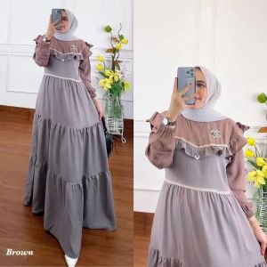 BAJU POPULER KENZA DRESS BL CRINKLE LD 110 CM PB 135 CM RESLETING BELAKANG Dress Kekinian