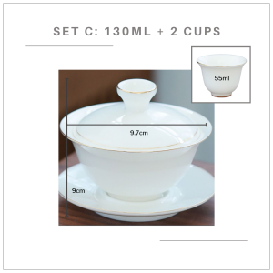 Dehua Blanc De Chine Gaiwan Set Chinese Kungfu Tea Set 德化羊脂玉功夫茶具套装 三才琬