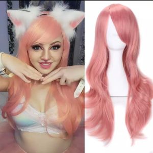 Two-dimensional anime wig cos long curly hair pink Arakawa hilarious group tutor Biyangqi wig