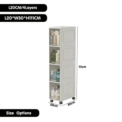 DR.STORAGE L20CM Bathroom Cabinet Rak Bilik Mandi Slim Storage Cabinet Narrow Cabinet with Rollers 浴室收纳柜