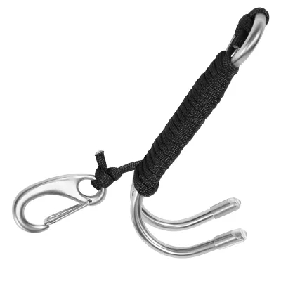 A6【Latest model】KEEP DIVING Scuba Diving Double Dual Stainless Steel Reef Drift Hook with Line and Clips Hook for Current Dive Underwater