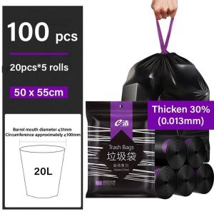 🇸🇬 READY STOCK - E洁 Thickened Disposable Rubbish Bin Liners 100Pcs & 120Pcs Options Heavy Duty Plastic Trash Garbage Bags for Home Kitchen Office Waste Bins