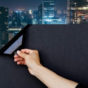 Removable 100% Light Blocking Darkest Window Film Static Total Blackout Glass Privacy Darkening Window Tint Black Window Sticker