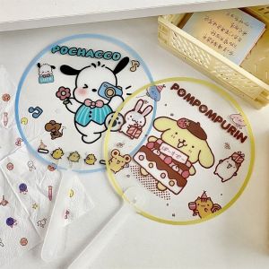Cartoon Sanrio PVC Hand Fan Cute Anime Kuromi Hello Kitty Cinnamoroll Funny Modeling Handheld Fan Children Summer Outdoor Fan