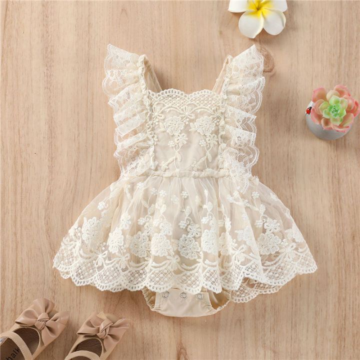 Newborn Infant Baby Girl Summer Fly Sleeves Floral Romper
