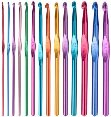 14 Pcs Crochet Hooks Set14 Sizes Aluminum Ergonomic Knitting Needles Kit Weave Yarn Craft Set 2mm -10mm