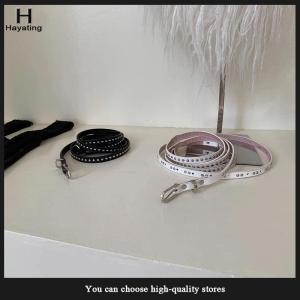 Hayating Y2K Punk Leather Double Thin Belt Women Men PU Black White Waist Strap Trendy Waistband Jeans Skirt Decoration