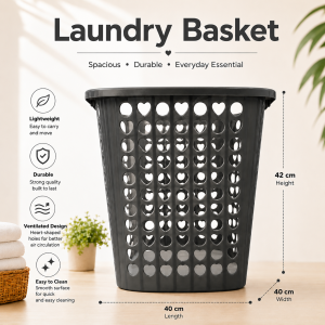 Durable Plastic Laundry Basket Large Clothes Hamper Ventilated Storage Basket for Home Organization