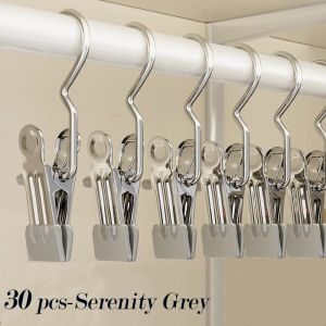 Multifunctional Stainless Steel Hanger Clip With Hook Closet Space Saving Storage Anti-slip Clip