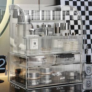 ⚡SG STOCK⚡Large Acrylic Makeup Organizer Dustproof Multi-Tier Storage Clear Cosmetic Shelf Desktop Shelf Drawer Storage Organizer