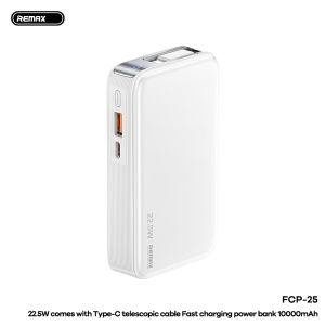 REMAX FCP-25 Retractable Type-C Cable 22.5w 10000mAh Fast Charge Power bank Light Weight Powerbank