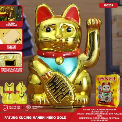 Patung Kucing Hoki Lucky Cat Batrai Kucing Hoki Patung Kucing Pemanggil Rejeki Baterai