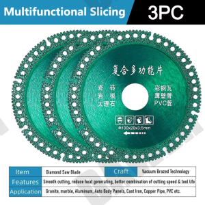 GIFT 3PCS Diamond Cutting Disc Multi-function Tile Rock Slab Marble Color Steel Tile Iron Metal Angle Grinder Dry Saw Blade