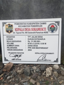 Plakat Pembangunan Dana Desa Banprov Bankeu Bahan Granit 45x45 cm