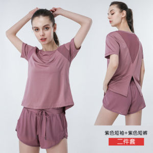 Bộ Đồ Thể Thao Thoáng Khí Lưới Quần Short Nữ Ngắn Tay Quần Áo Yoga Quần Áo Tập Thể Dục Chạy Bộ Xuyên Biên Giới Đông Nam Á Quần Áo Nhanh Khô