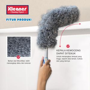 Kleaner Kemoceng Pendek Microfiber Fleksibel Rubber Grip