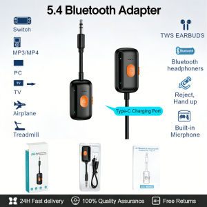 Bluetooth Adapter 5.4 Audio Receiver Transmitter Wireless Transceiver 3.5mm for Car/Speaker/PC/TV