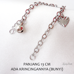 Gelang Tangan Bayi Anak Monel Krincing  Baja Putih Stainless Steel Motif Daun Kecil - Lovelybutik