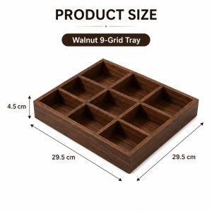 JACIRCLE 4/9Grid Wooden Compartment Serving Tray Snack Nuts Dried Fruit Platter Tea Party Dulang Kayu