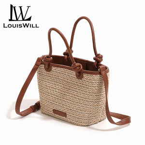 LouisWill กระเป๋าถือผู้หญิงกระเป๋าสะพายไหล่สำหรับผู้หญิงแฟชั่นกระเป๋าตะกร้าฟางกระเป๋าชายหาดกระเป๋าถือทอกระเป๋าขนาดถือได้สไตล์ลำลองเหมาะสำหรับฤดูร้อน